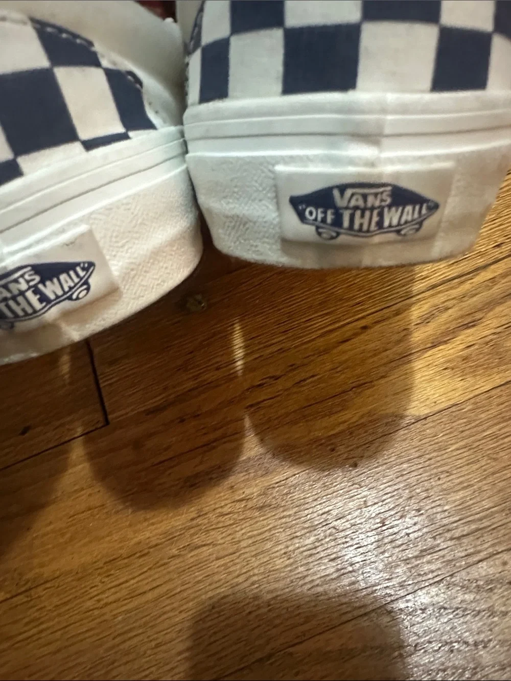 Vans Checkerboard Slip-On Sneakers in Navy & White